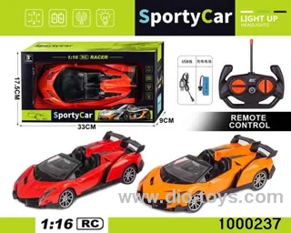 1:164-pass Remote Control Racing Car with Lights (electric included)