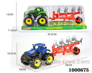 An inertial off-road farmer hauls a plow