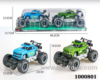 Large two with inertia skeleton off-road pickup truck, Jeep (police car)