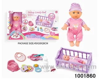4-tone 9-inch doll rocking bed suit in window box