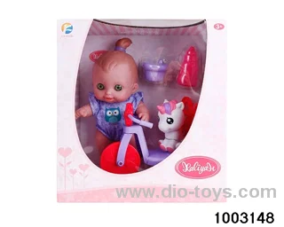 10-inch doll with bicycle in window box