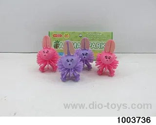 Colored burr rabbit in PP bag with header