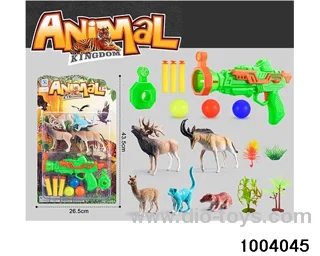 Soft bullet gun+animal combination in Blister card
