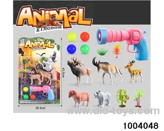 Elastic table tennis gun+animal combination in Blister card