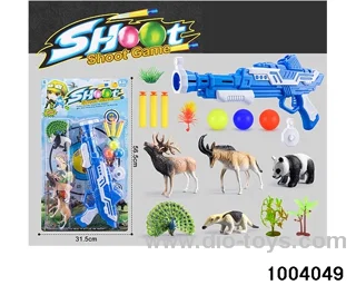 Soft bullet gun+animal combination in Blister card