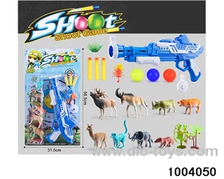Soft bullet gun+animal combination in Blister card