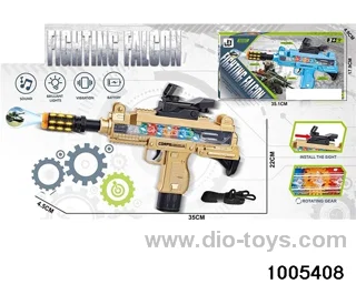 Electric gun barrel telescopic gear rotation Uzi submachine gun (including harness) in color box