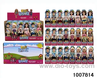 24 MIXED PACKAGES 5.5 INCH SOLID DOLL IN DISPLAY BOX