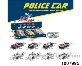 1:48 alloy pullback police car 8 models of 24 pcs in display box