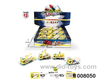 1:64 alloy double-door return engineering vehicle, 12 in four models (English packaging) in display box