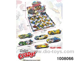 Graffiti sliding alloy car in display box