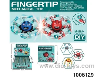 DECOMPRESSION HEXAGONAL GYROSCOPE FACE-CHANGING ROBOT 6-LINK CHAIN WITH STEEL BALL (BLUE, RED, YELLOW) 3-COLOR MIXED PACKAGE (24 PIECES/BOX) IN DISPLAY BOX