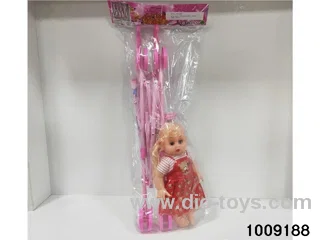 16 inch doll with music &cart 4 sets mixed loading  in poly bag header