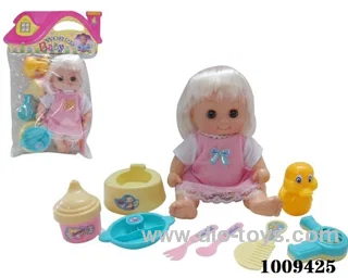 8 inch doll with tableware  in PVC bag