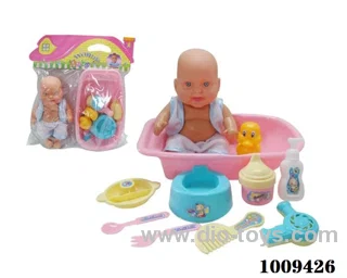 8 inch smile doll with tableware in PVC bag