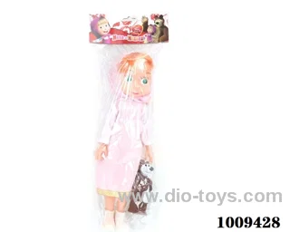 14 inch doll and bear with music in PVC bag