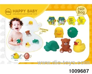 Soft plastic doll playing in water in Net bag
