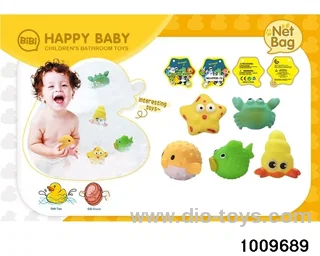 Soft plastic doll playing in water in Net bag
