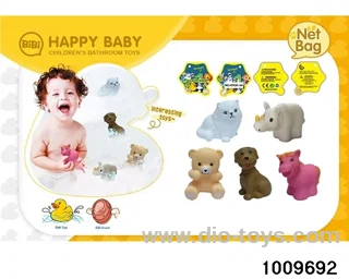 Soft plastic doll playing in water in Net bag
