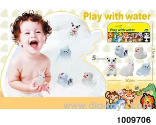 Soft plastic doll playing in water in PVC bag
