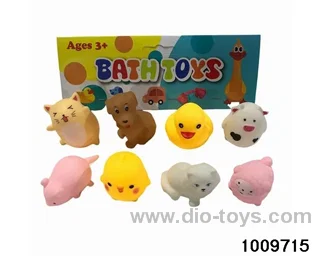 8 glue animals in the bathroom in PP bag with header