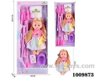 14 inch  Water doll,Movable eyes with  milk bottle ， urinal,_x000D_
cart&With 6-sound IC
