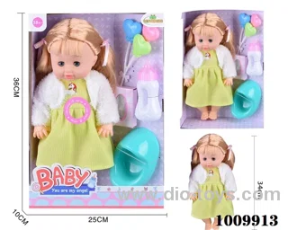 15 inch  Water doll,Movable eyes with  milk bottle ，balloon_x000D_
, paper towels, urinal&With 6-sound IC