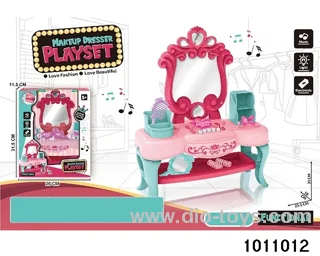 Dressing table with accessories, lighting, music in window box
