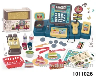 Cash register cake set in window box