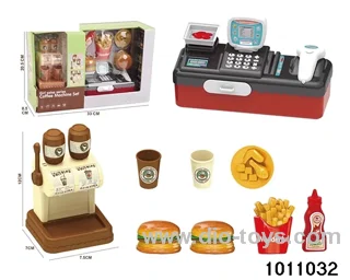 Coffee machine cash register set in window box