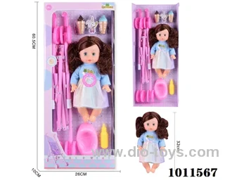 14 inch movable eye water doll with Absorbent milk bottles, ice cream_x000D_
Shower, cart & 6-sound IC