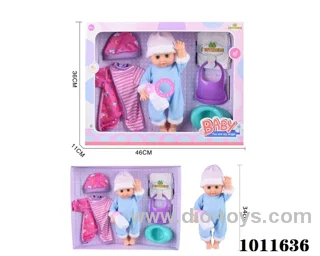 15inch blow bottle,movable eye drink water doll,with 6-sound  IC in hand box