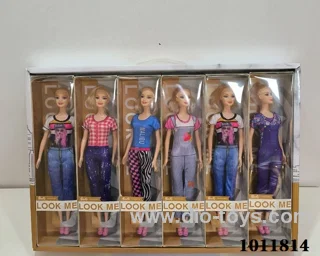 6pcs 11inch doll with many types of clothes mixed in Display box