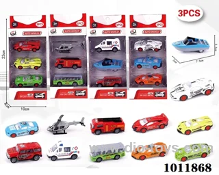 3pcs 1:64 Return alloy car 12 sets mixed loading in  window box