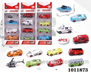 4pcs 1:64 Return alloy car 12 sets mixed loading in  window box