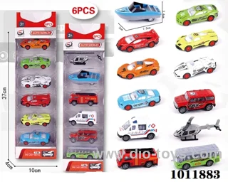 6pcs 1:64 Return alloy car 12 sets mixed loading in  window box