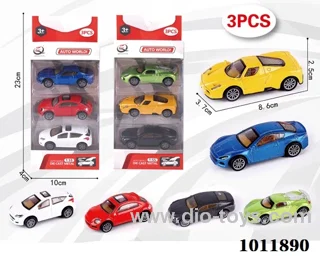 3pcs 1:55 Return alloy car 6 sets mixed loading in  window box