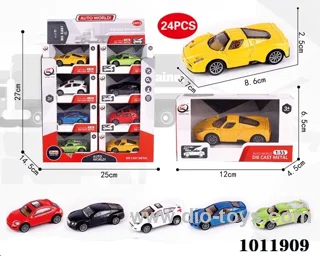 24pcs 1:55 Return alloy car 6 sets mixed loading in Display box