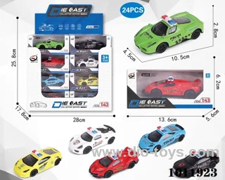 24pcs 1:43 Return alloy car 6 sets mixed loading in  window box
