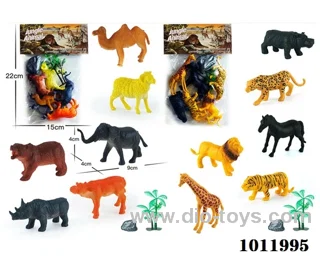 6pcs 3inch animal suit 2 sets mixed  loading in pvc bag