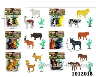 2pcs 5 inch animal with tree 6 sets mixed loading in pvc  bag