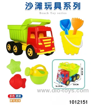 7pcs beach toys car（2 colors mix ）in net bag