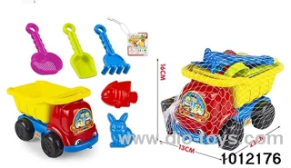 Beach toys car in net bag