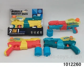 2-in-1 water gun+bubble (4-color mixed ) in color box