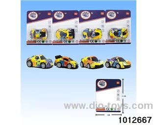 Alloy return car (4 mixed) in Blister card