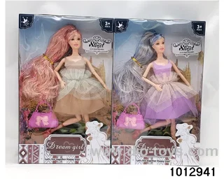 11.5 Inch 11 Joint Real Long Hair Dress Fashion Barbie with Bag 2 Mixed in window box