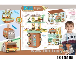 5 in 1 dinosaur set bus in color box