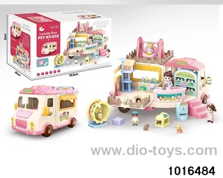 Sliding musical pet car in color box