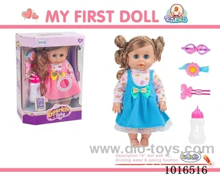14 inch doll with 12 sound IC + Accessories  2color mixed loading in window box
