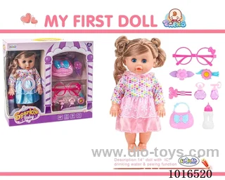 14 inch doll with 12 sound IC + Accessories  2color mixed loading in window box